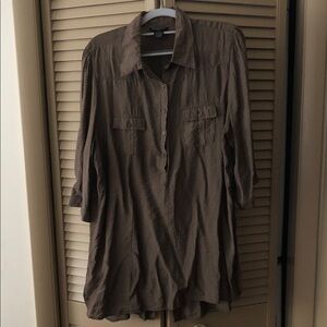 Cotton Express Brown Button-Up Top